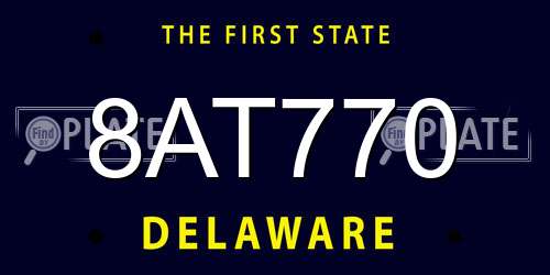 8AT770 Delaware License Plate