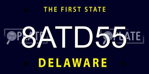 8ATD55 Delaware License Plate