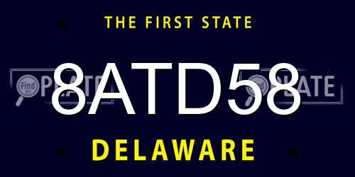 8ATD58 Delaware License Plate