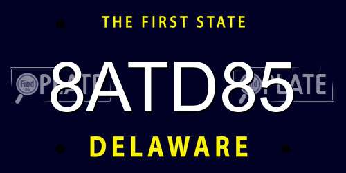 8ATD85 Delaware License Plate