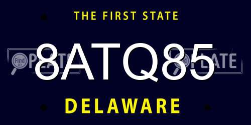 8ATQ85 Delaware License Plate