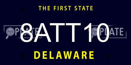 8ATT10 Delaware License Plate