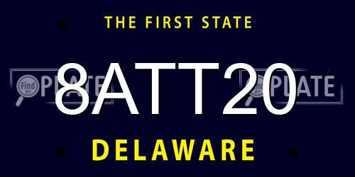 8ATT20 Delaware License Plate