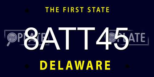8ATT45 Delaware License Plate