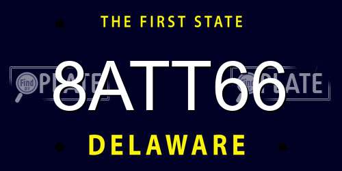 8ATT66 Delaware License Plate