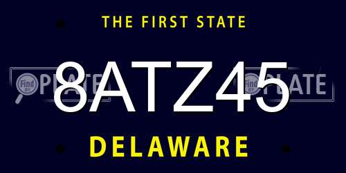 8ATZ45 Delaware License Plate
