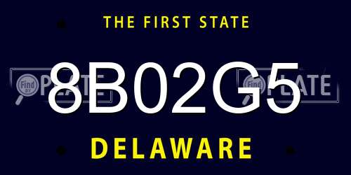 8B02G5 Delaware License Plate