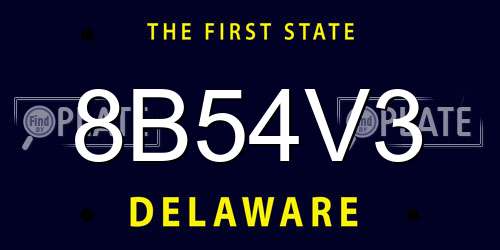 8B54V3 Delaware License Plate