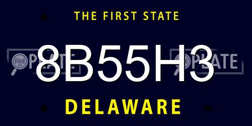 8B55H3 Delaware License Plate