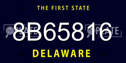 8B65816 Delaware License Plate
