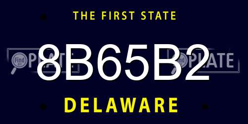 8B65B2 Delaware License Plate