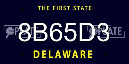 8B65D3 Delaware License Plate