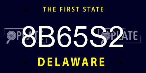 8B65S2 Delaware License Plate
