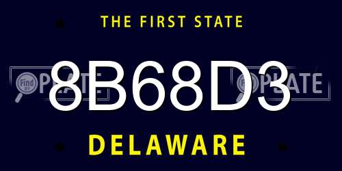 8B68D3 Delaware License Plate