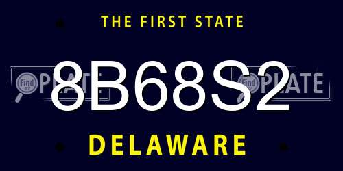 8B68S2 Delaware License Plate