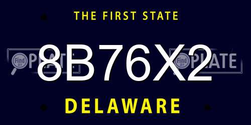 8B76X2 Delaware License Plate