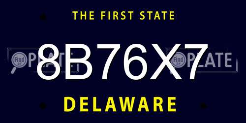 8B76X7 Delaware License Plate