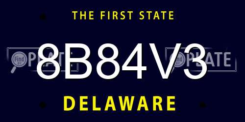 8B84V3 Delaware License Plate