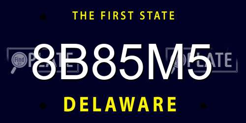 8B85M5 Delaware License Plate