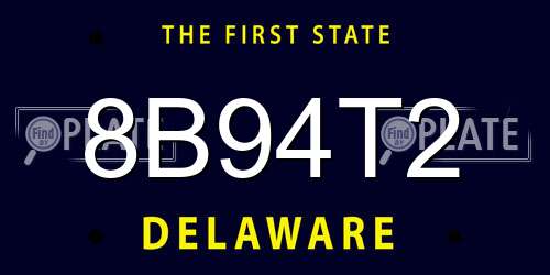 8B94T2 Delaware License Plate