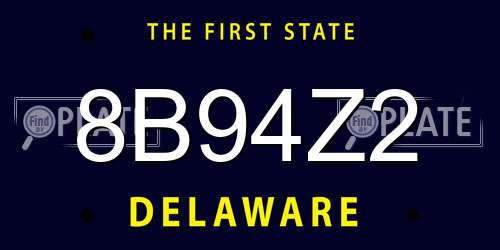 8B94Z2 Delaware License Plate