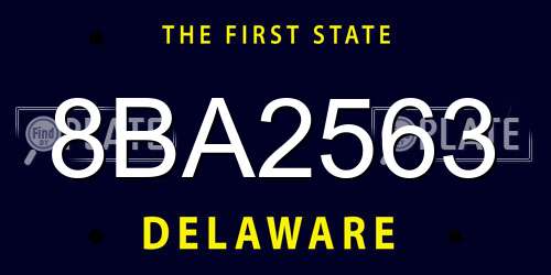8BA2563 Delaware License Plate