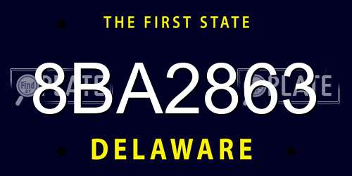 8BA2863 Delaware License Plate