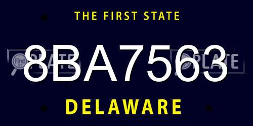 8BA7563 Delaware License Plate