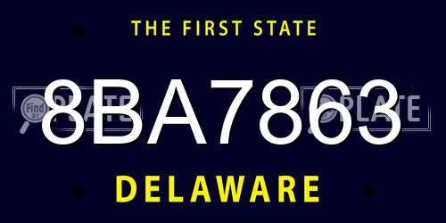 8BA7863 Delaware License Plate