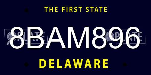 8BAM896 Delaware License Plate