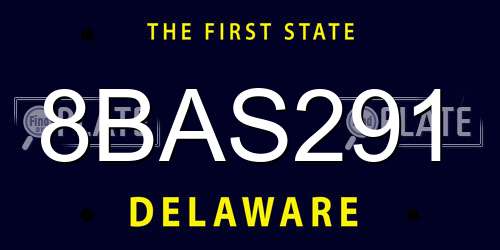 8BAS291 Delaware License Plate