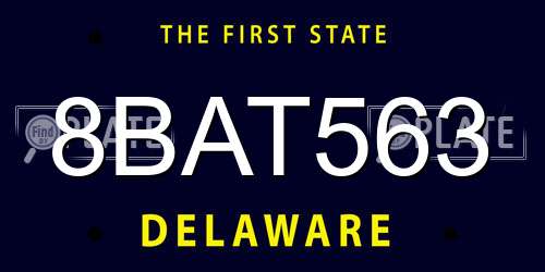 8BAT563 Delaware License Plate