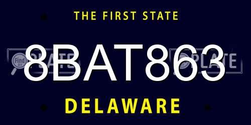 8BAT863 Delaware License Plate
