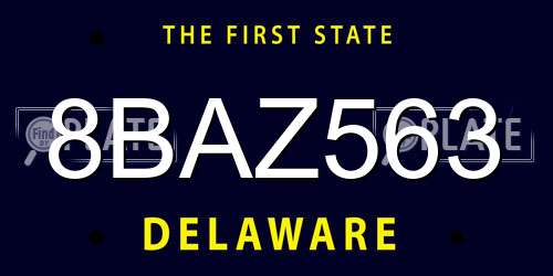 8BAZ563 Delaware License Plate