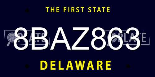 8BAZ863 Delaware License Plate