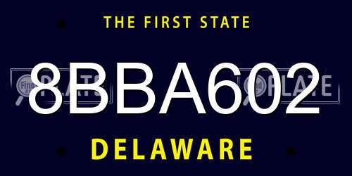 8BBA602 Delaware License Plate