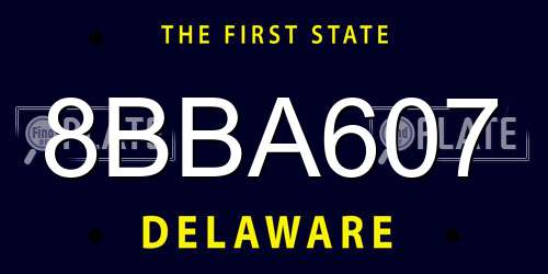 8BBA607 Delaware License Plate