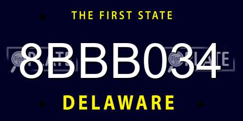 8BBB034 Delaware License Plate