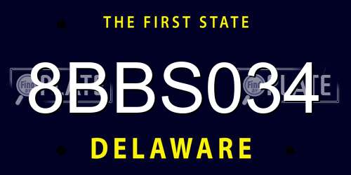 8BBS034 Delaware License Plate