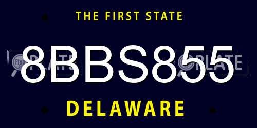 8BBS855 Delaware License Plate