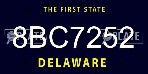 8BC7252 Delaware License Plate