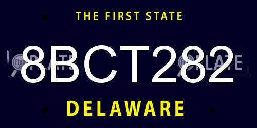 8BCT282 Delaware License Plate