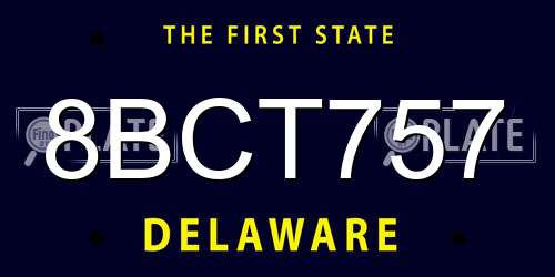 8BCT757 Delaware License Plate