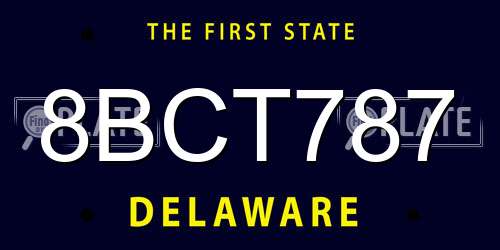 8BCT787 Delaware License Plate