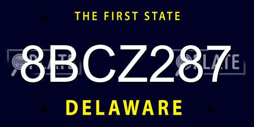 8BCZ287 Delaware License Plate