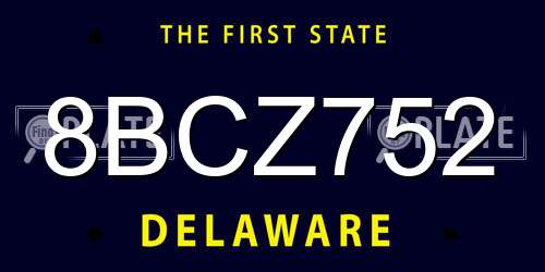 8BCZ752 Delaware License Plate