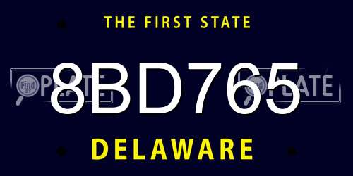 8BD765 Delaware License Plate