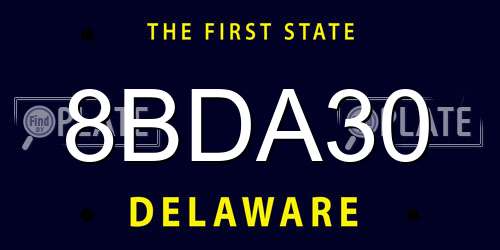 8BDA30 Delaware License Plate