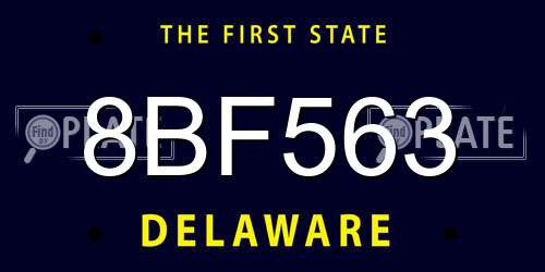 8BF563 Delaware License Plate
