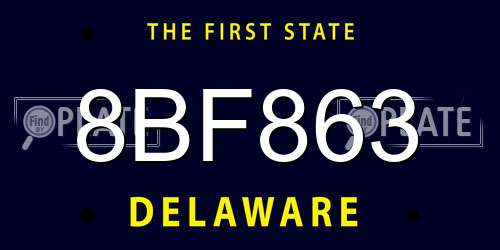 8BF863 Delaware License Plate